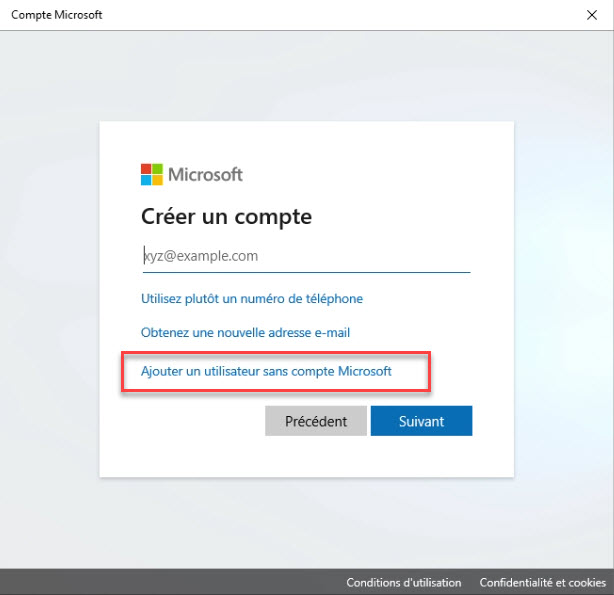 Compte Windows 10